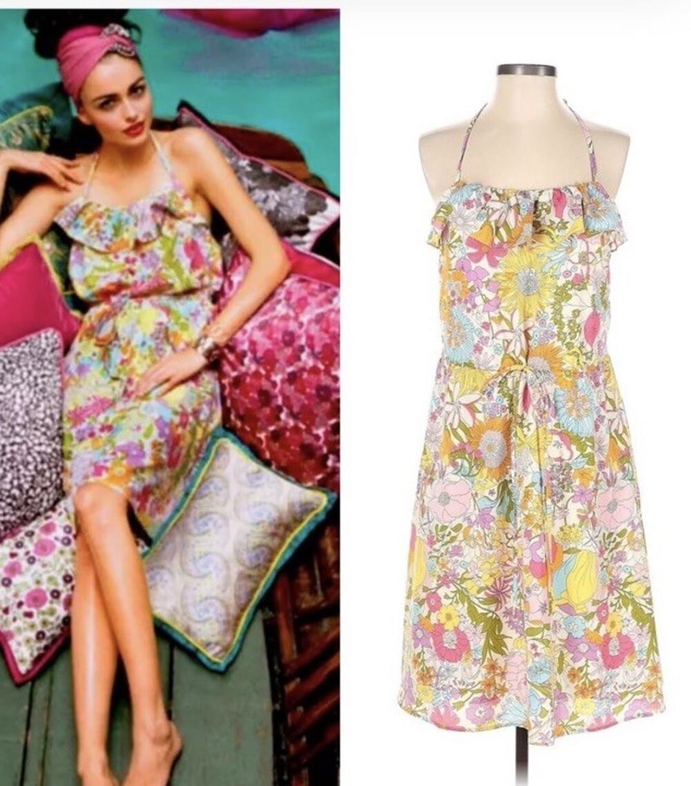 Liberty of London For Target Dress Womens Small Floral Retro Halter Milkmaid